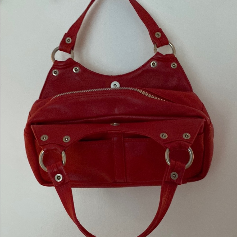 Armani Exchange Red Leather Shoulder Bag